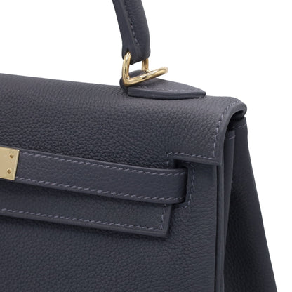 Kelly 25 Togo Ardoise Champagne Gold W engraved