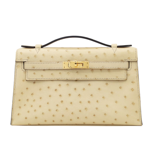 ポシェットケリー　オーストリッチ　ヴァニラ　GP　X刻印