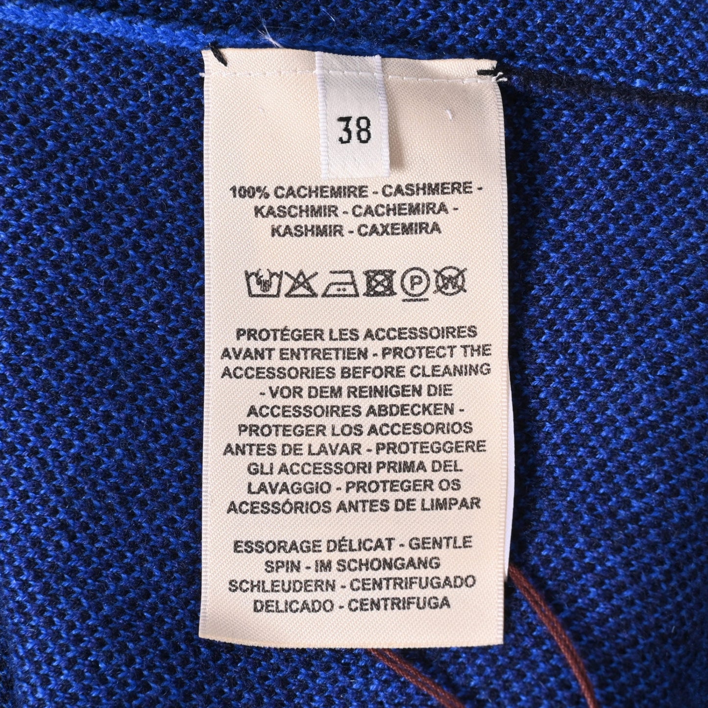 ロングカーディガン　カシミヤ　ブルー　38