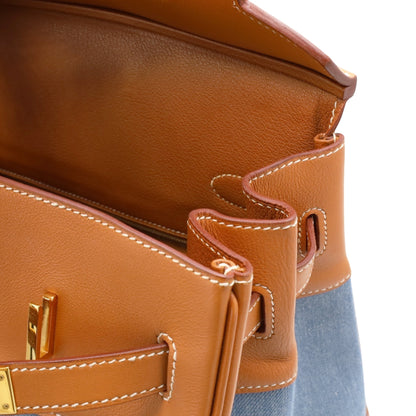 Birkin 35 Gulliver Toile Jean Gold Blue Indigo GP □BStamp