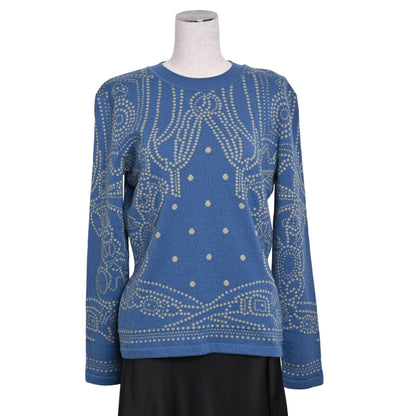 ニット　式典用馬勒　カシミヤ　ブルー　40