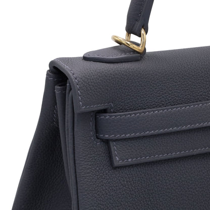 Kelly 25 Togo Ardoise Champagne Gold W engraved