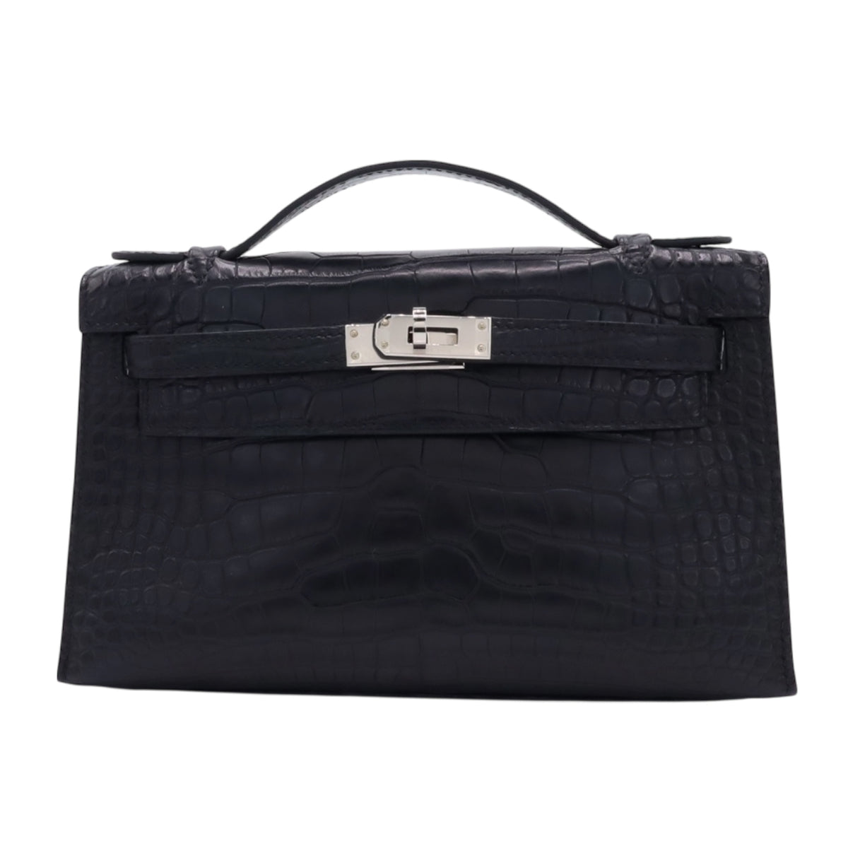 Pochette Kelly Alligator Matte Black SS WStamp