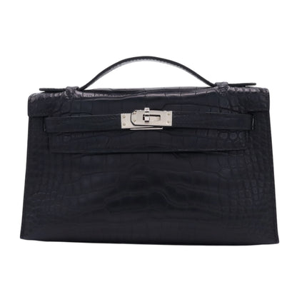 Pochette Kelly Alligator Matte Black SS WStamp