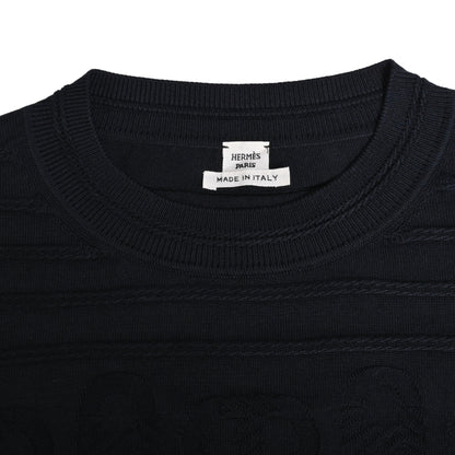 ニットカットソー　シェーヌダンクル　シルク　ブラック　36