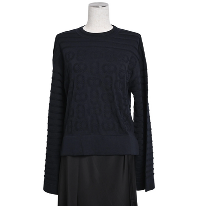 ニットカットソー　シェーヌダンクル　シルク　ブラック　36