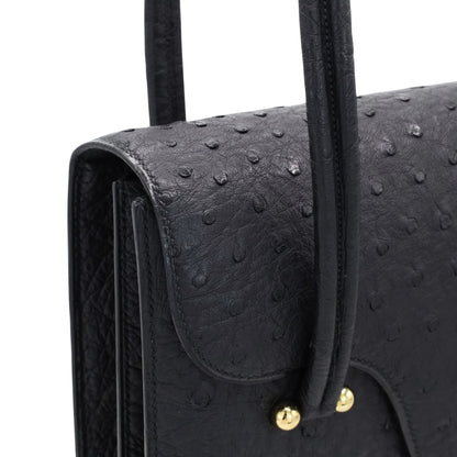 ヴィンテージハンドバッグ　オーストリッチ　ブラック　GP　〇G刻印