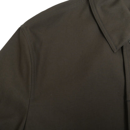 ステンカラーコート　コットン　レザー　カーキ　48