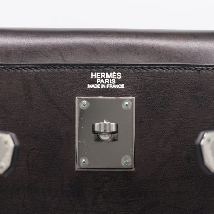 Kelly 32 box calf black ruthenium hardware □J engraved
