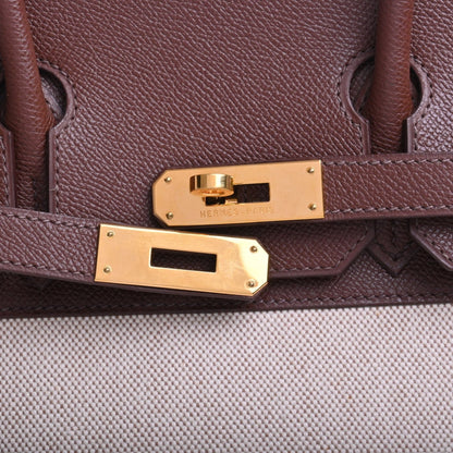 Birkin 30 Kushbell Toile Ash Brown GP □H engraved