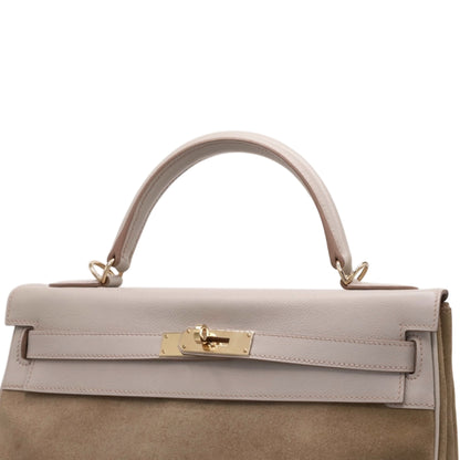 Kelly 32 Voever Color Grizzly Pearl Gray Champagne Gold Hardware □Q Stamp