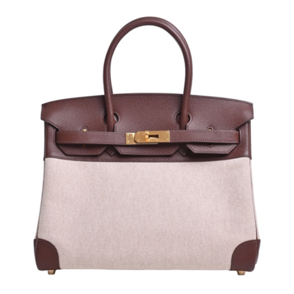 Birkin 30 Kushbell Toile Ash Brown GP □H engraved