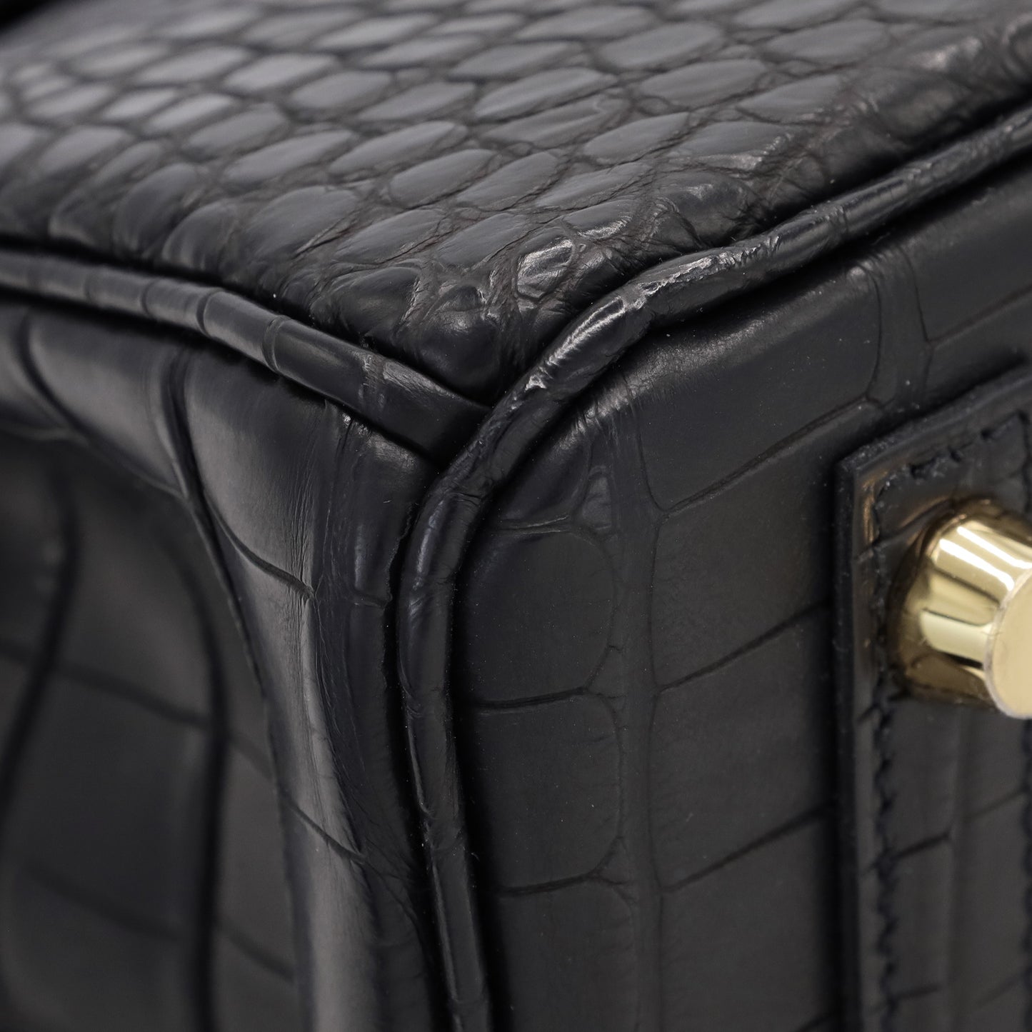 バーキン25　アリゲーターマット　ブラック　GP　K刻印