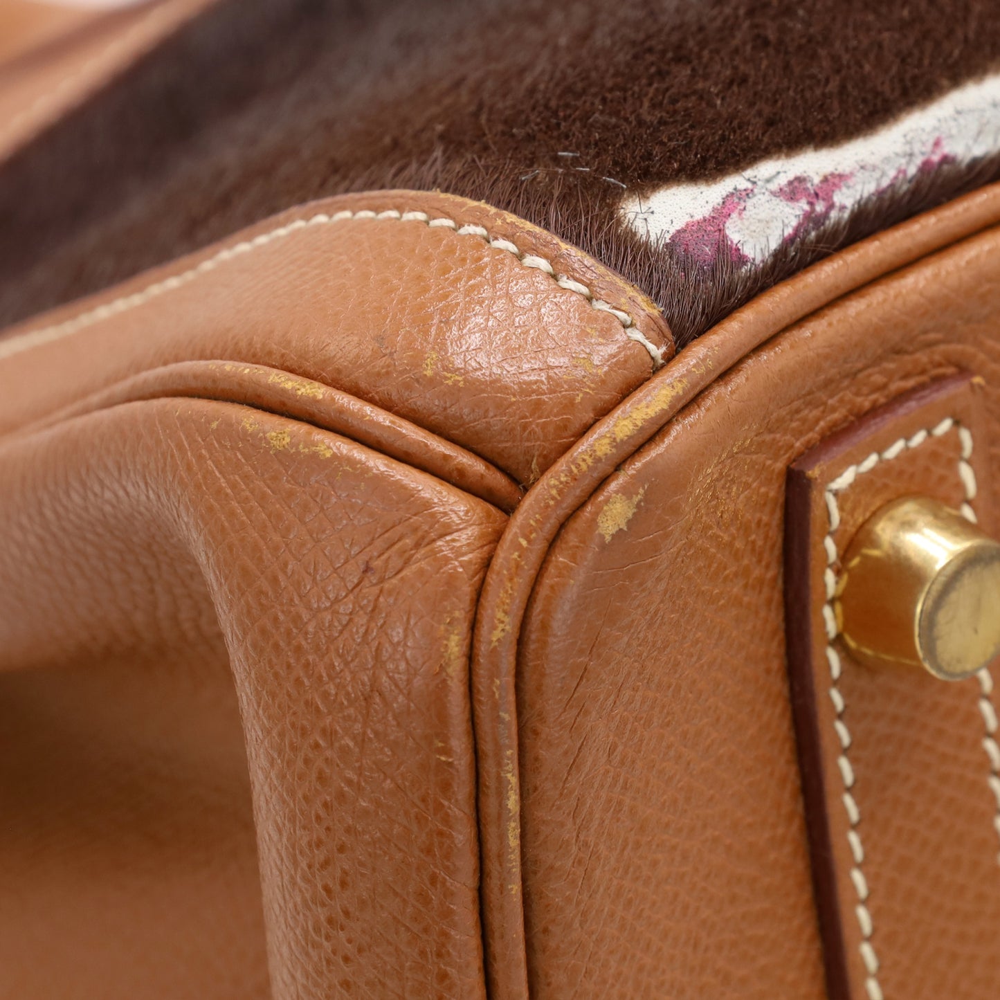 バーキン30　ヴォーエプソン　ハラコ　ゴールド　GP　□D刻印