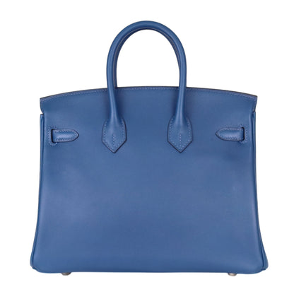 Birkin 25 Voor Swift Deep Blue SS Y engraved