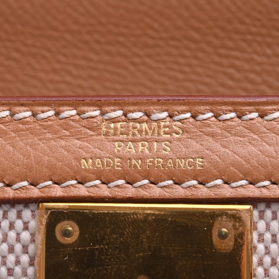 Kelly 28 Kushbell Toile Ash Gold GP □F engraved