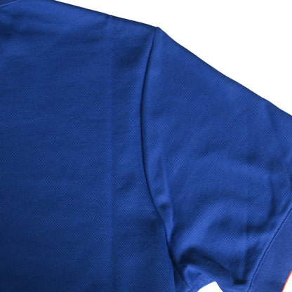 ポロシャツ　セリエボタン　コットン　ブルー　オレンジ　M