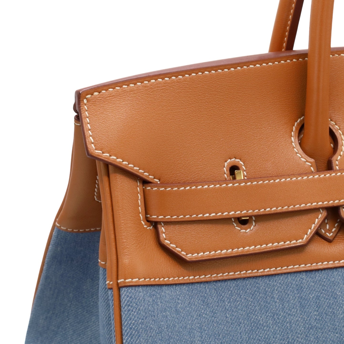 Birkin 35 Gulliver Toile Jean Gold Blue Indigo GP □BStamp