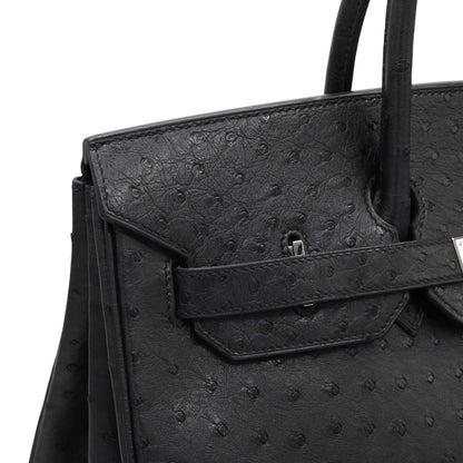 Birkin 35 Ostrich Black SS □JStamp