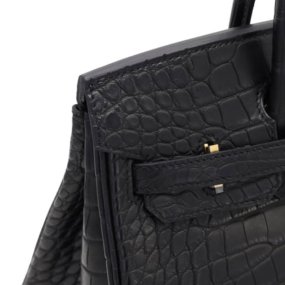 バーキン25　アリゲーターマット　ブラック　GP　K刻印