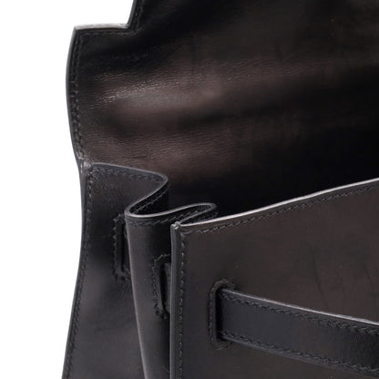 Kelly 32 box calf black ruthenium hardware □J engraved