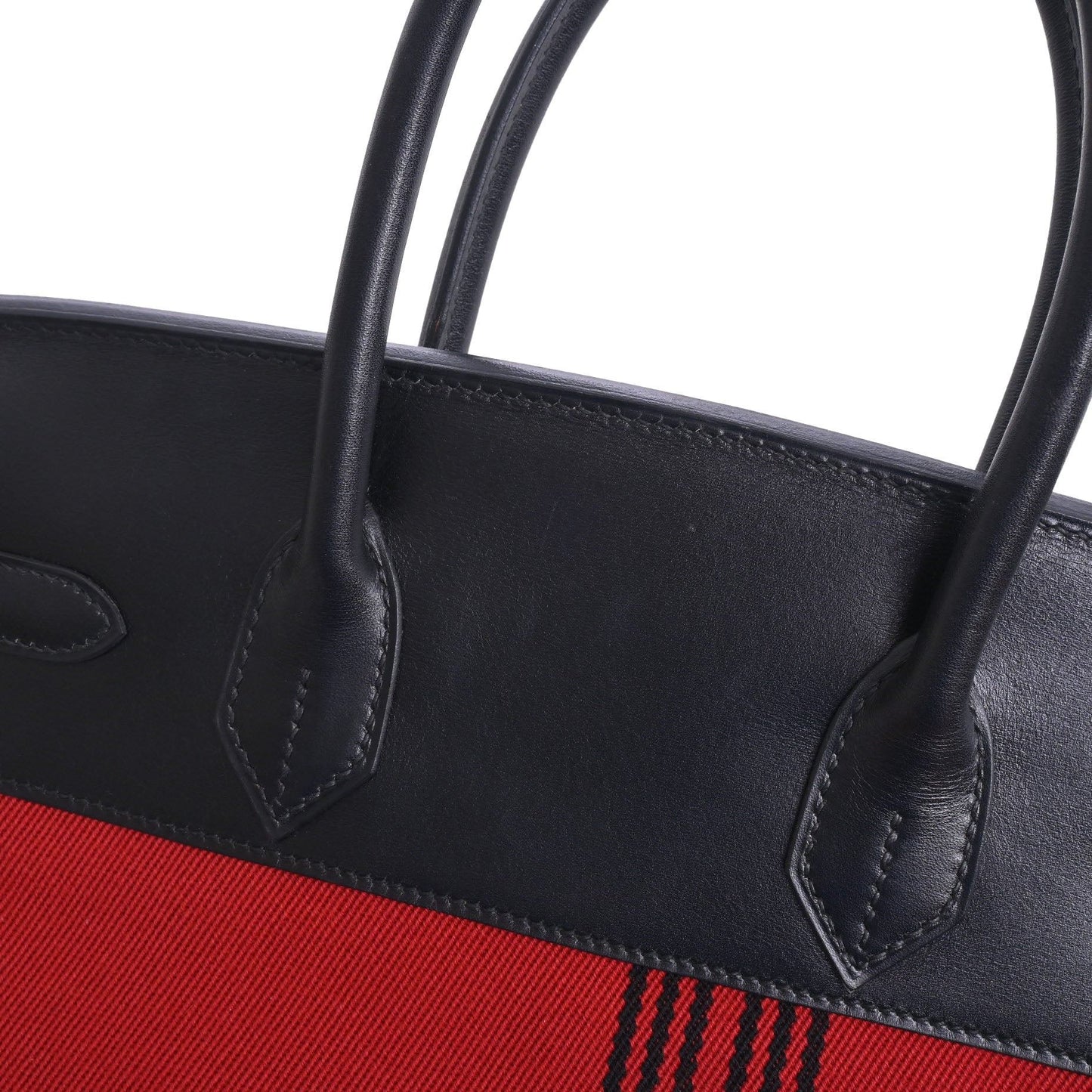 Birkin 30 Box Calf Toile Potamos Black Red SS □J Engraved