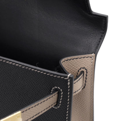 迷你凯莉包 2 个人订单 Vaux Epson 黑色 Griasphalt 香槟金色五金件 W 雕刻