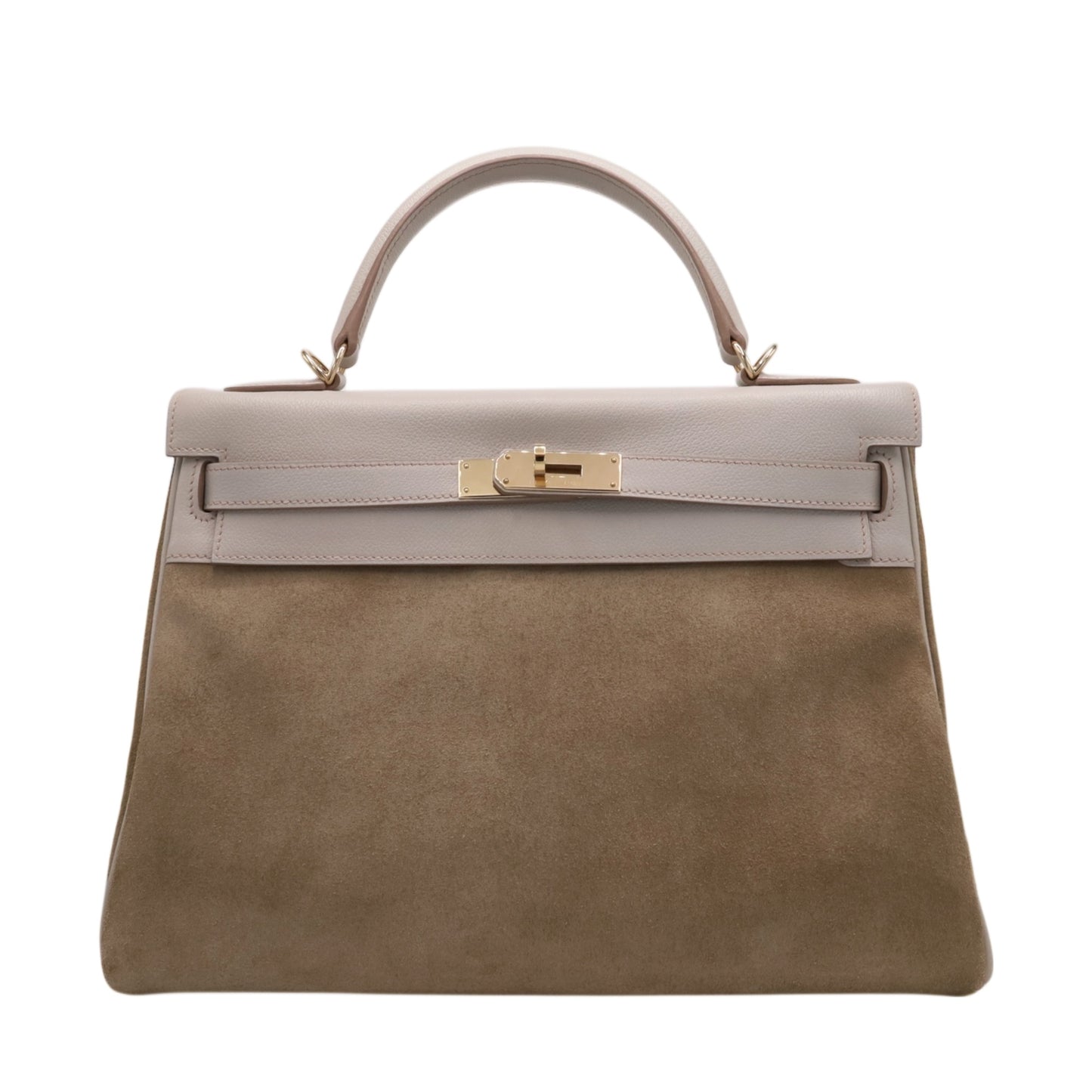 Kelly 32 Voever Color Grizzly Pearl Gray Champagne Gold Hardware □Q Stamp
