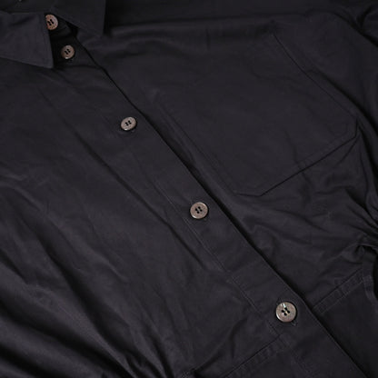 シャツワンピース　コットン　ブラック　42