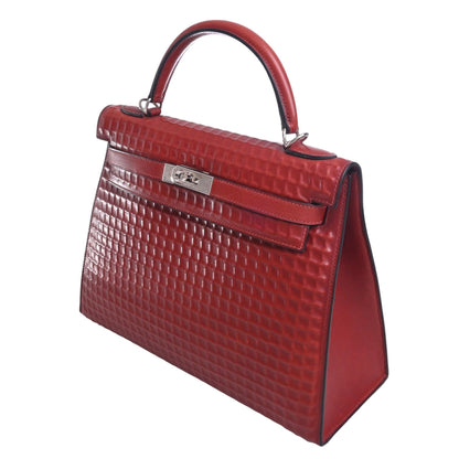 Kelly 32 Dewitch Waffle Box Calf Rouge Ash SS □G engraved