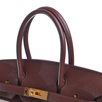 Birkin 30 Kushbell Toile Ash Brown GP □H engraved