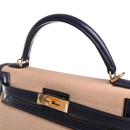 Kelly 32 Crinolan Box Calf Blue Indigo GP □J Engraved