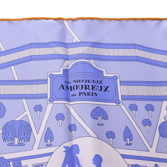 Carre 90: Lovers in Paris Silk Blue