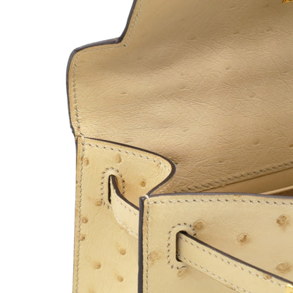 ポシェットケリー　オーストリッチ　ヴァニラ　GP　X刻印