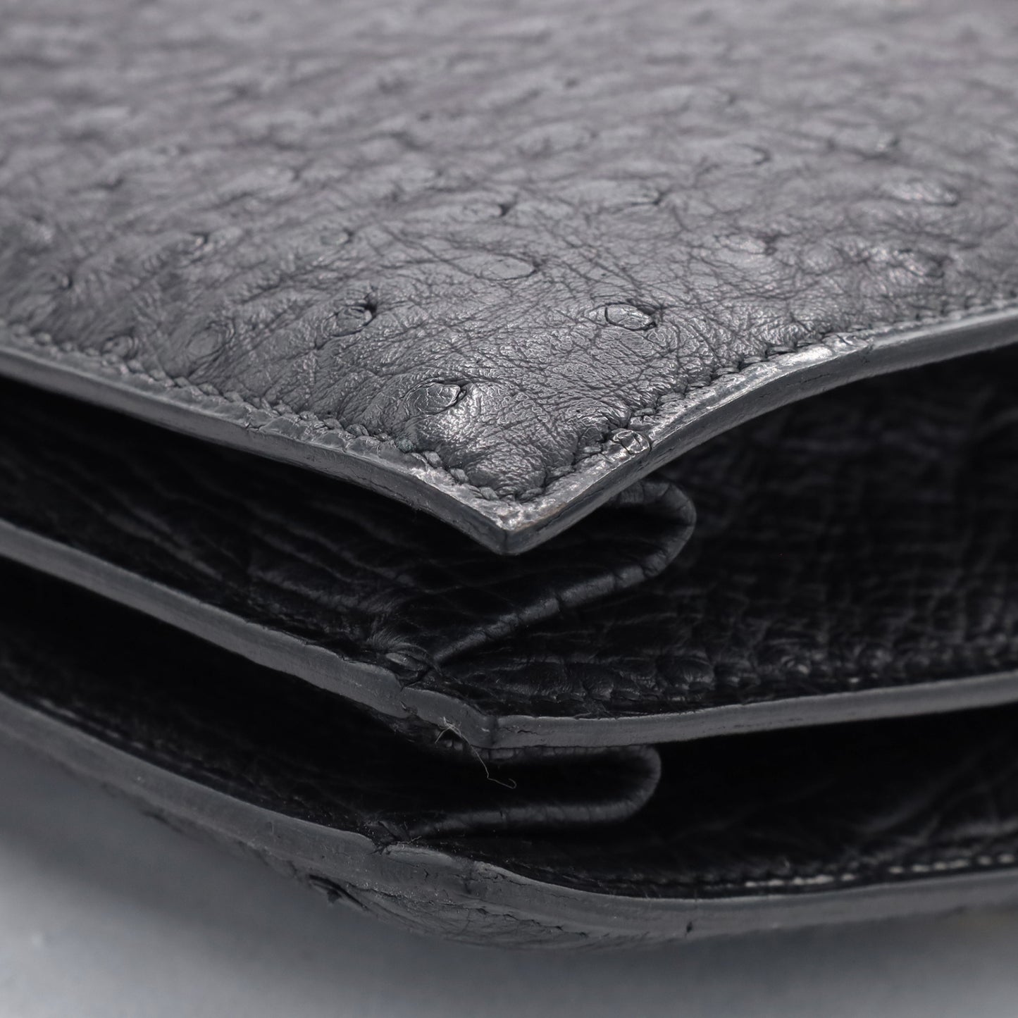 ヴィンテージハンドバッグ　オーストリッチ　ブラック　GP　〇G刻印