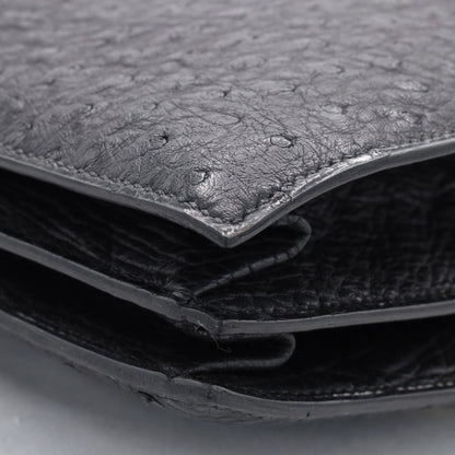 ヴィンテージハンドバッグ　オーストリッチ　ブラック　GP　〇G刻印