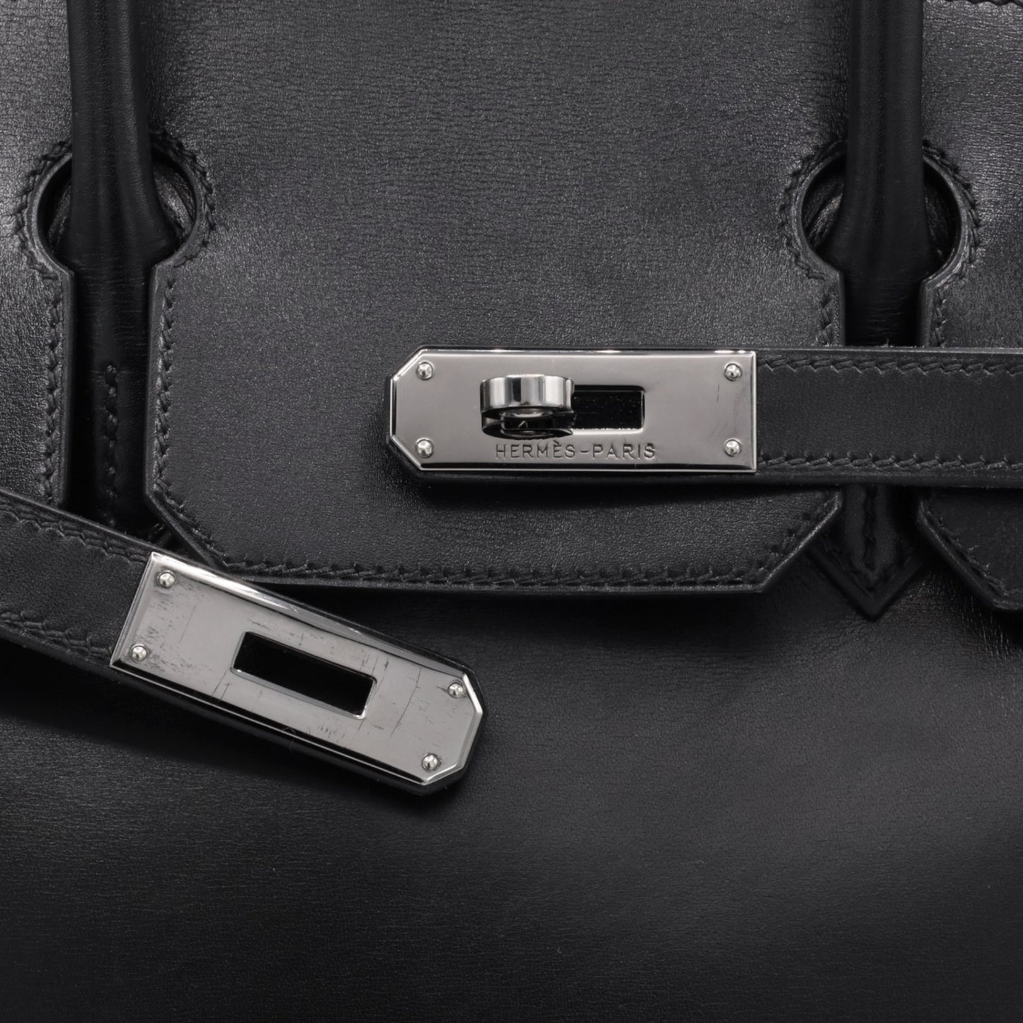 バーキン30　ボックスカーフ　ブラック　ルテニウム金具　□G刻印