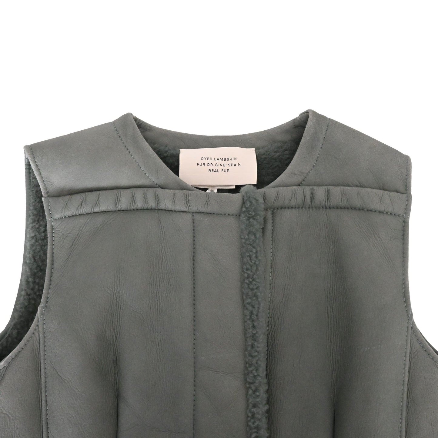 ロングジレ　ムートン　カーキ　34