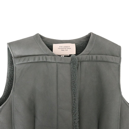 ロングジレ　ムートン　カーキ　34