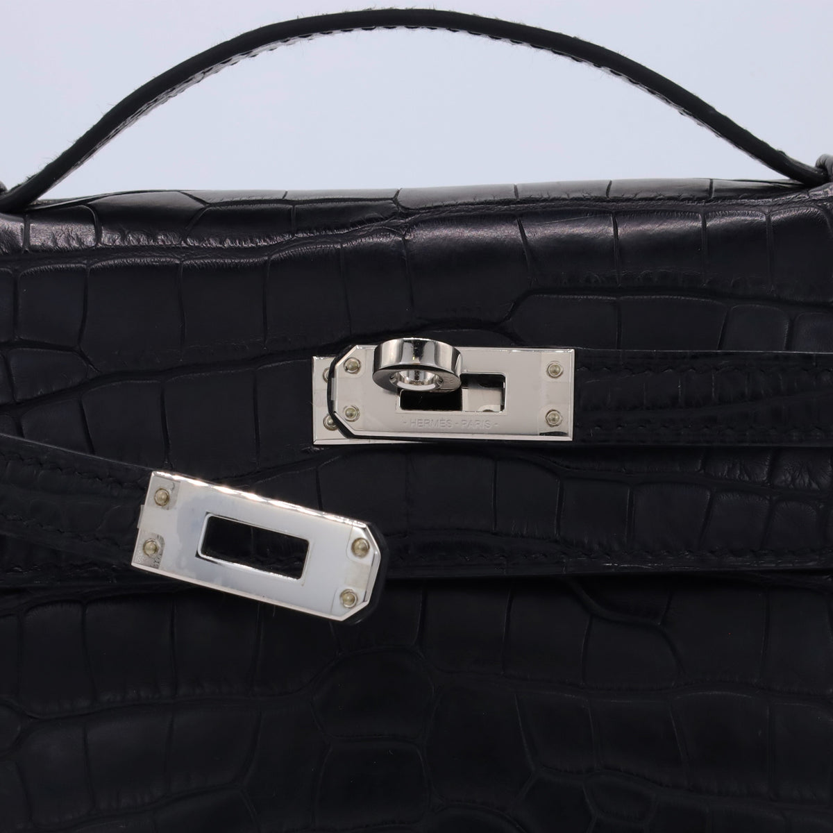 Pochette Kelly Alligator Matte Black SS WStamp