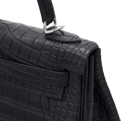 ケリー25　アリゲーターマット　ブラック　SS　K刻印