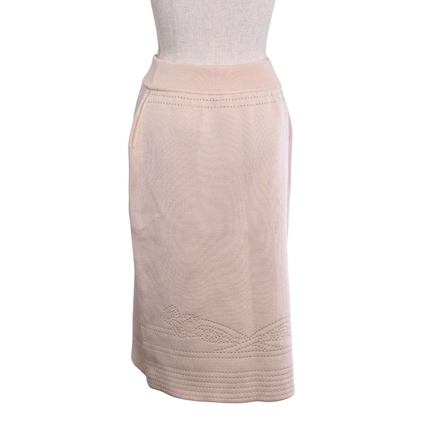 Knitted skirt, Silk blend, Ivory, 40