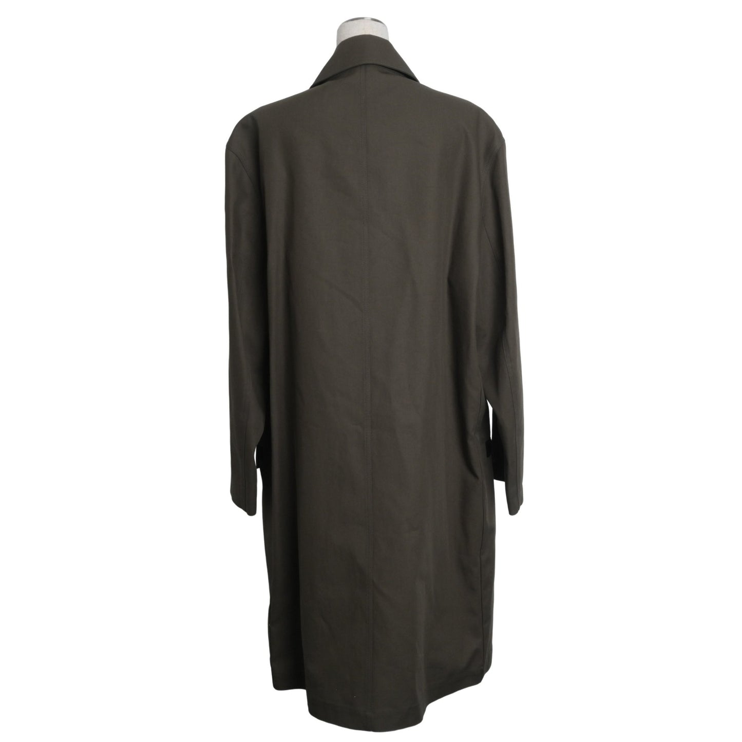 ステンカラーコート　コットン　レザー　カーキ　48