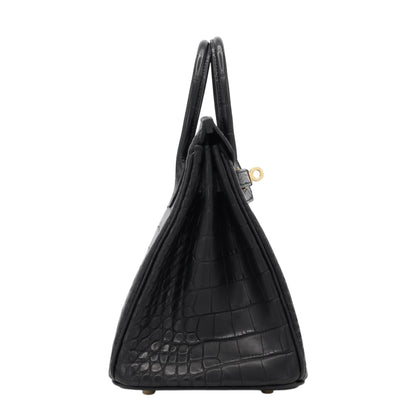 バーキン25　アリゲーターマット　ブラック　GP　K刻印