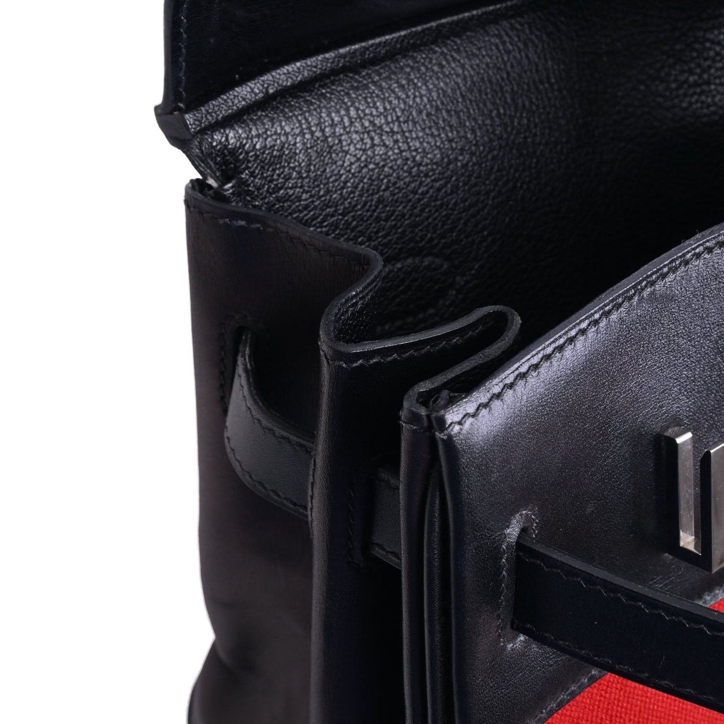 Birkin 30 Box Calf Toile Potamos Black Red SS □J Engraved