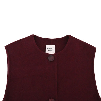 ロングジレ　カシミヤ　ボルドー　34