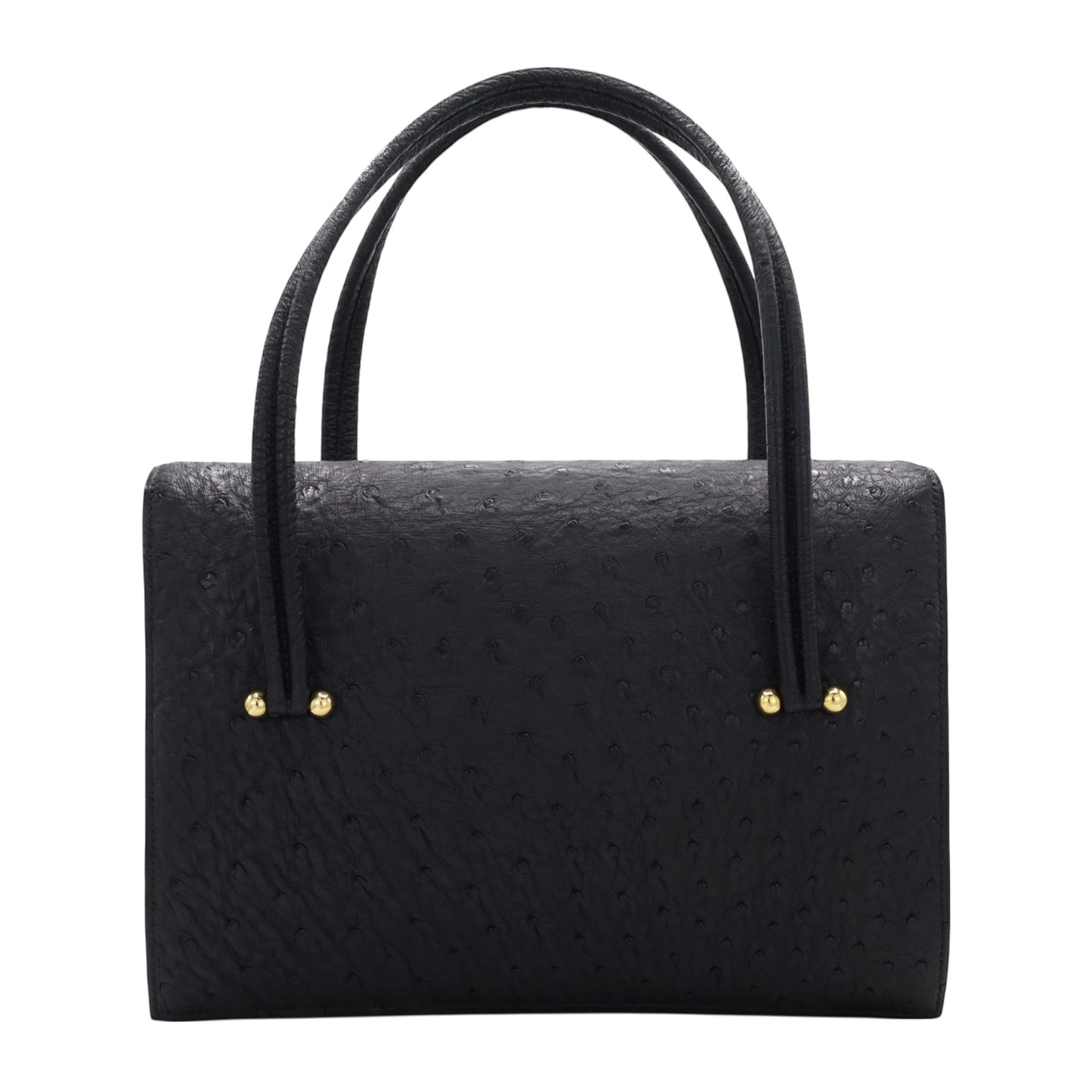 ヴィンテージハンドバッグ　オーストリッチ　ブラック　GP　〇G刻印