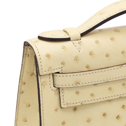 ポシェットケリー　オーストリッチ　ヴァニラ　GP　X刻印