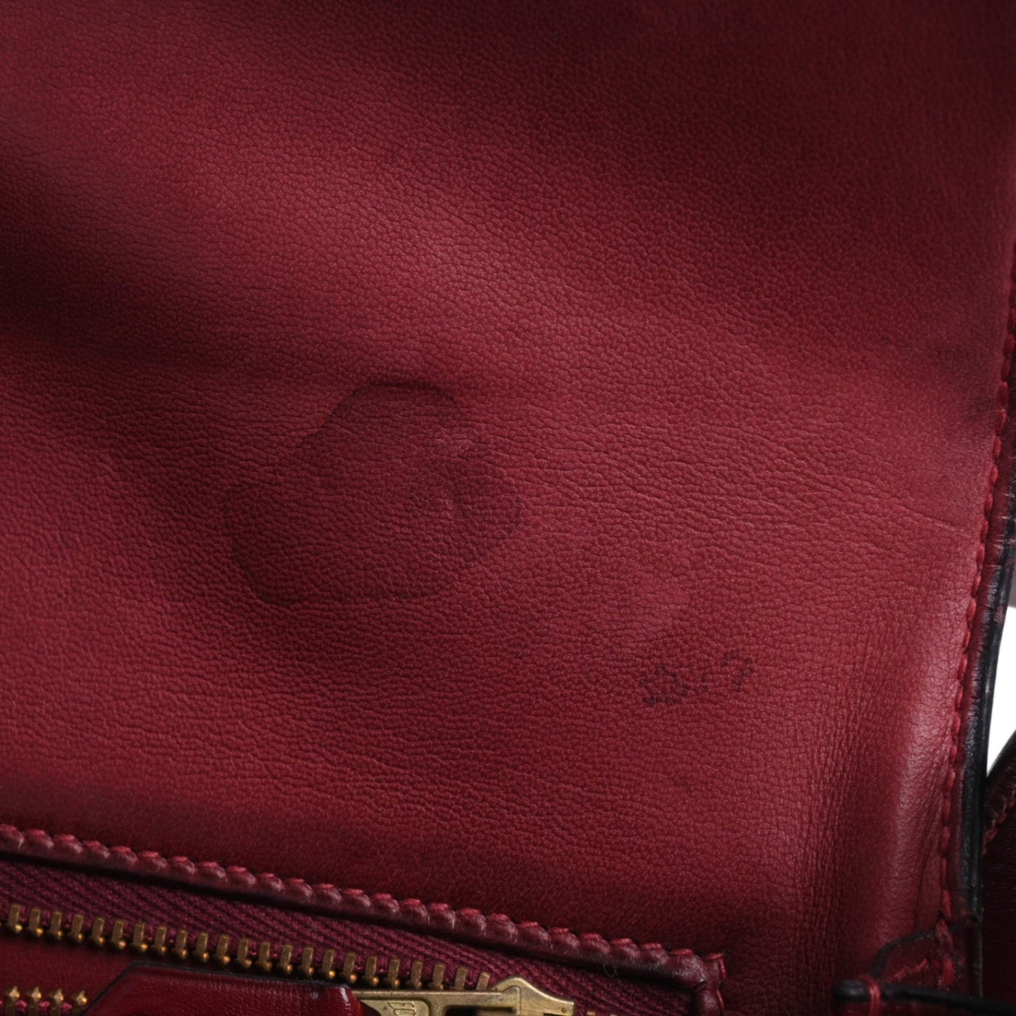 ヴィンテージショルダーバッグ　ボックスカーフ　ルージュアッシュ　GP　〇O刻印