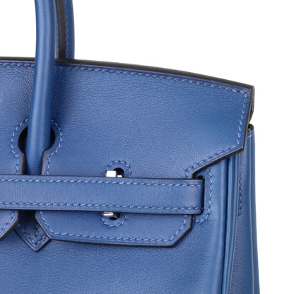 Birkin 25 Voor Swift Deep Blue SS Y engraved